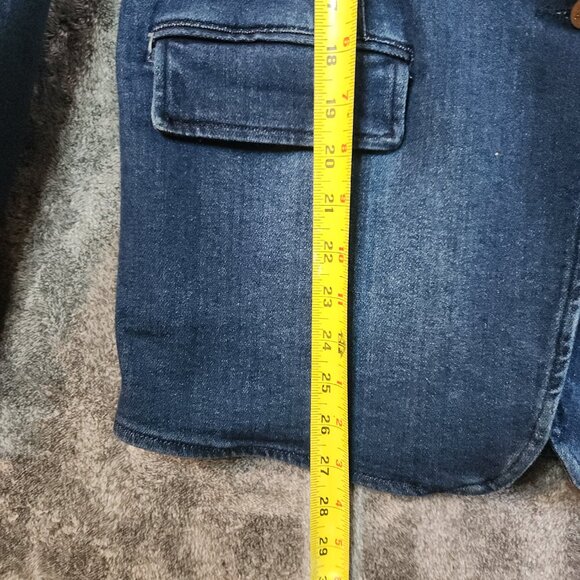 Risen Denim Jacket Blazer Blue Women’s L USA Pockets Casual Button Dark Wash NEW - Picture 11 of 11